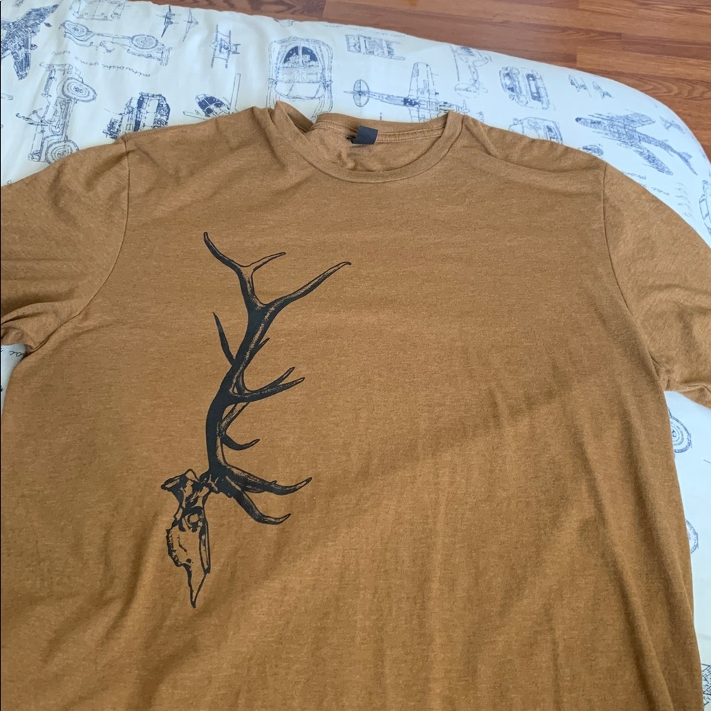 Brown T-Shirt with Elk Antler Graphic